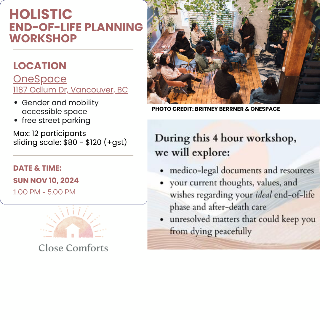 Holistic end-of-life planning workshop information poster